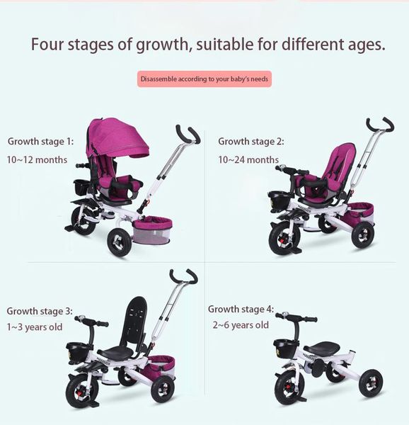 

strollers# foldable children tricycle bicycle 3 in 1 baby three wheels stroller for kids can sit lie trolley jogging