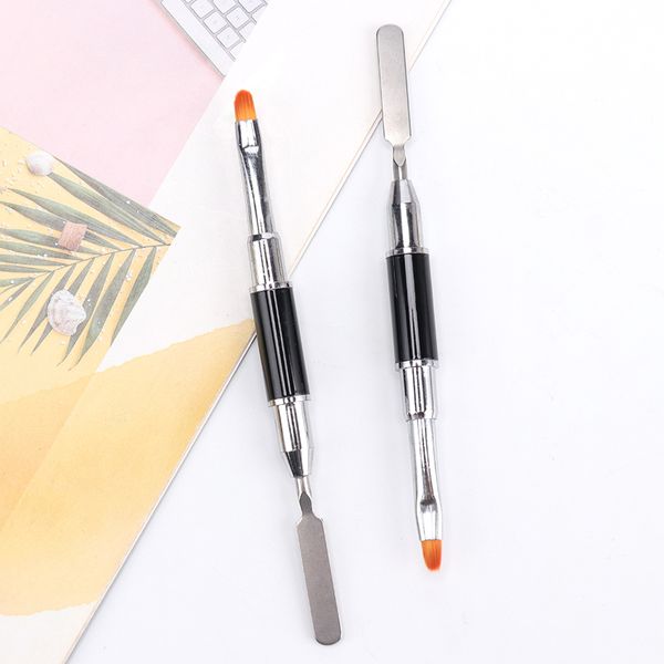 

dual ended nail art acrylic uv gel extension builder flower painting pen brush uv gel remover spatula stick manicure tool, Yellow