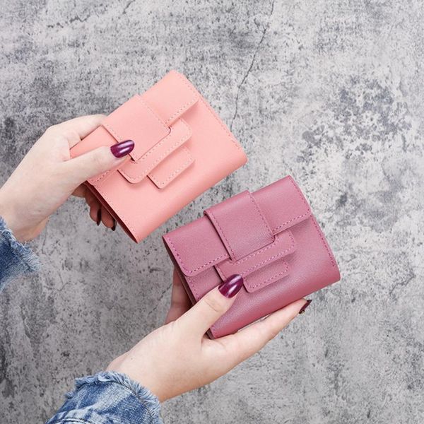 

fashion tri-fold zipper women's wallet made of pu leather pocket coin purse female luxury clutch bag small card holder for women wallet, Red;black