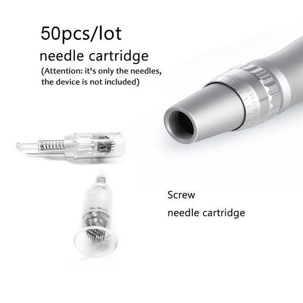 

tattoo needles 50pcs screw needle cartridge micro replacement derma pen silicone nano/9/12/36/42 pin