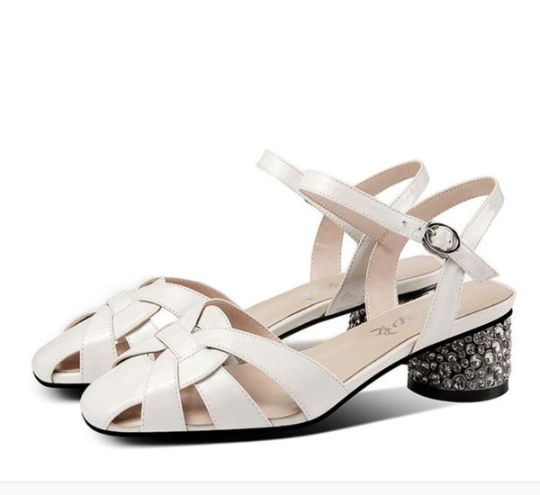 

sandals 2021 summer middle coarse heel women's big size 35--40, Black