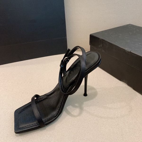 

women dress shoes luxury designer sandals metal logo buttons 4.5cm/7.5cm/10cm black high heels sandal size 34-40 with box