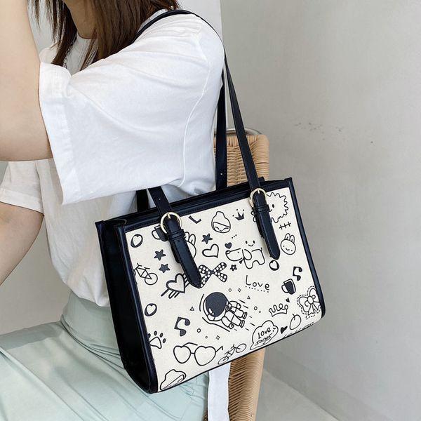 

daily bag special-interest design bag womens bag summer 2021 new fashion large capacity graffiti shoulder easy matching tote