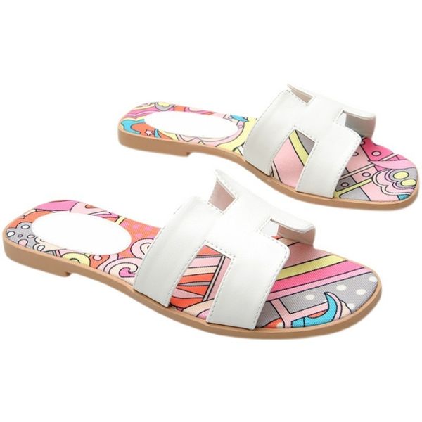 

slippers high version h home 2021 summer street leather h slippers white casual open toe flat heel zly, Black