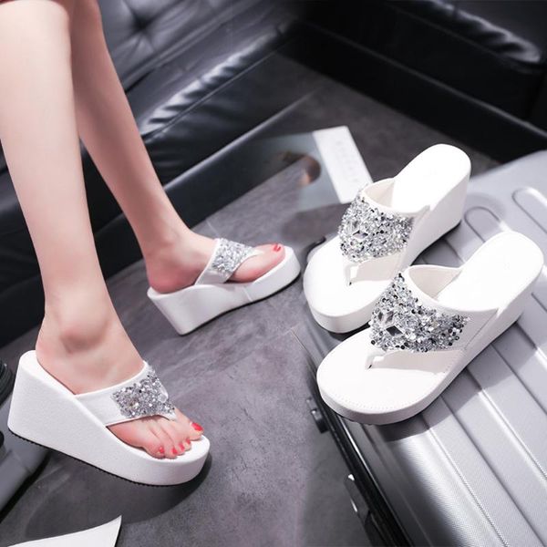 

women slippers summer butterfly rhinestone flat bohemian casual sandals breathable beach shoes fashion clip toe, Black