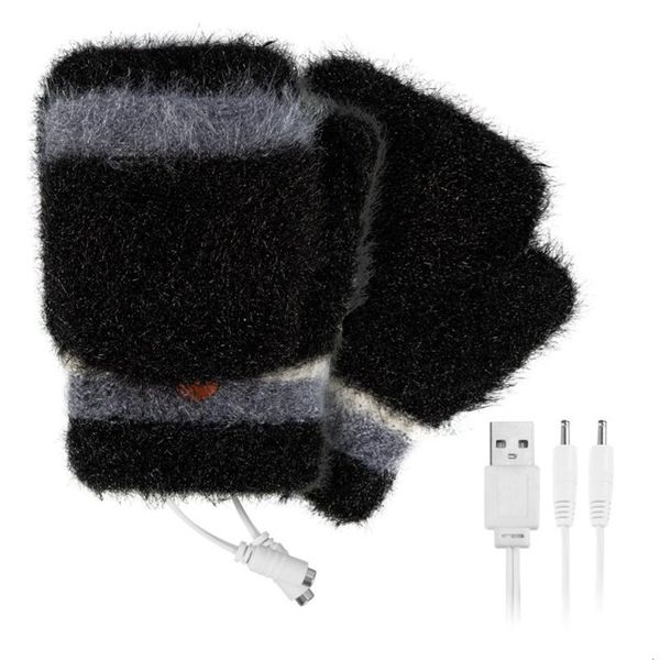 

five fingers gloves female winter knitted convertible fingerless mittens warm mitten heating patchwork for women, Blue;gray