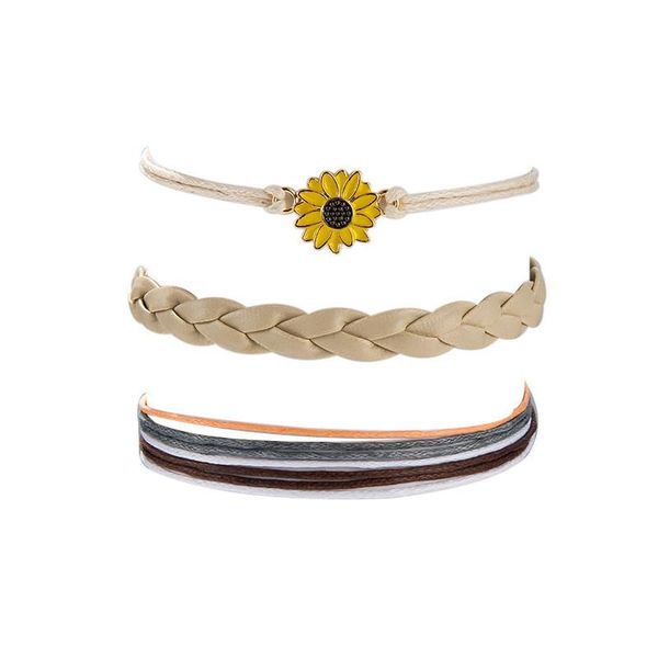 

charm bracelets 2021 trendy sunflower woven for woman and man flaxen multi-layer leather fashion infinty bracelet wrap jewel, Golden;silver