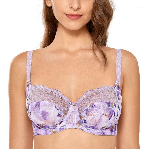 

bras women's floral lace non padded underwire balconette bra plus size, Red;black