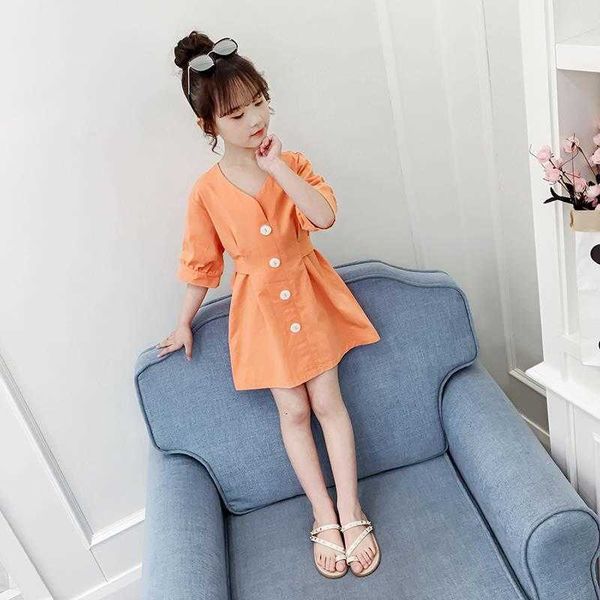 

girls childrens clothing dresses 2021 new summer western style princess dress bow short sleeve 6 to 7 year girls birthday dress, Red;yellow