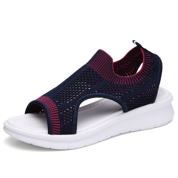 

Fashion 2021 Sneakers Women Summer Flat Platform Sandals Womens Wedges Open Toe Female Beach Shoes, 7739 black