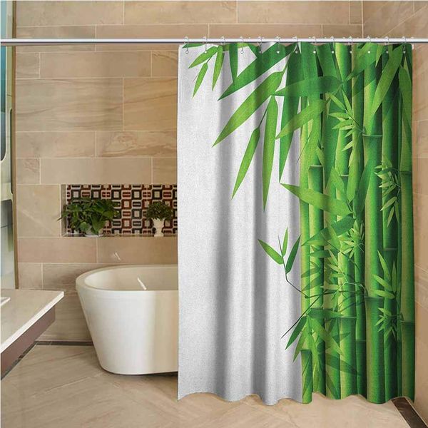 

bamboo waterproof shower curtain modern image of fresh bamboo stems leaves with colors exotic nature themed print waterproof