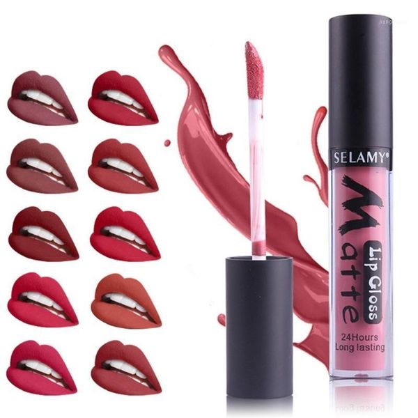 

short 24 color matte lip gloss waterproof lasting not easy to stain selamy gloss1