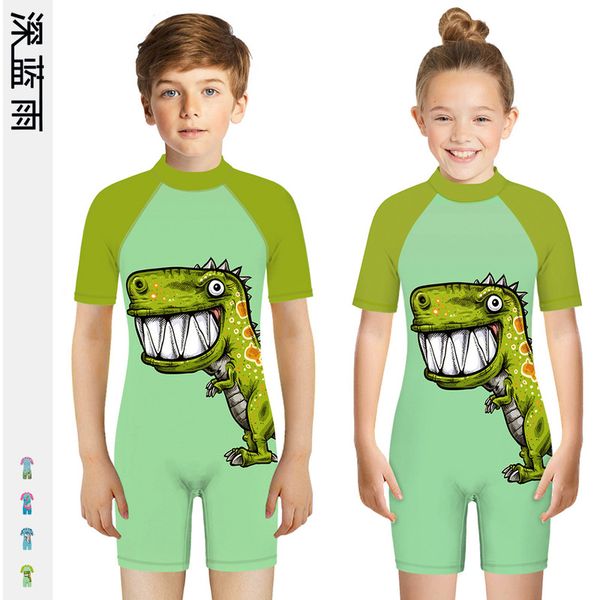 

dinosaur summer children' swimsuits digital printing, Red;black