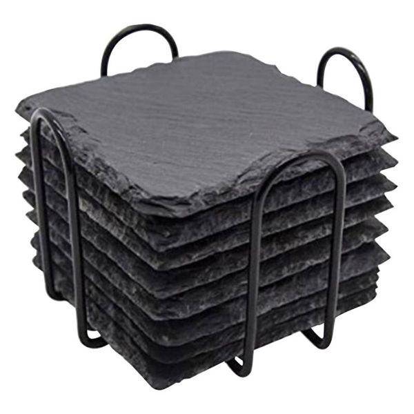 

mats & pads 8pcs mug with holder natural slate stone cup mat non slip tableware anti scratch handmade protective home decor drink