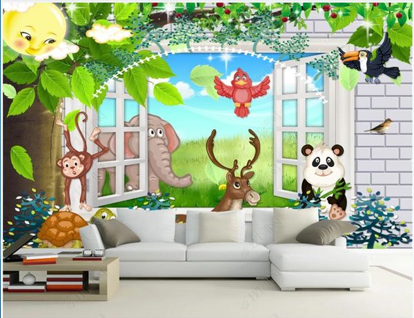 

3d wallpaper custom p mural cartoon big tree window scenery children's room home decor in the living room 3d wall murals wallpaper for