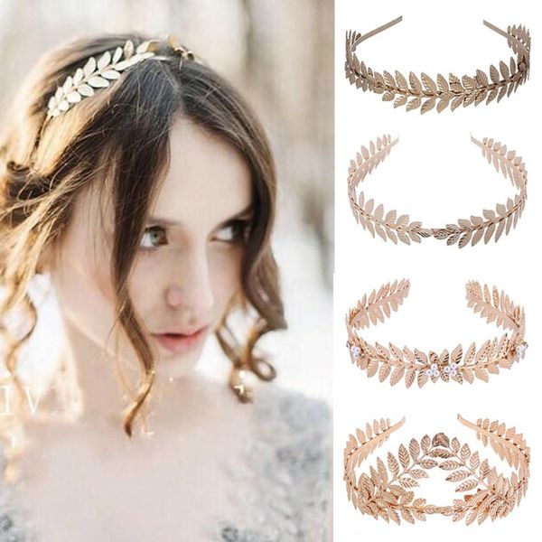 

hair clips & barrettes korean gold leaves wreath vintage pearl headband wedding bridal hoopaccessories women girls party jewelry tiara gifts, Golden;silver