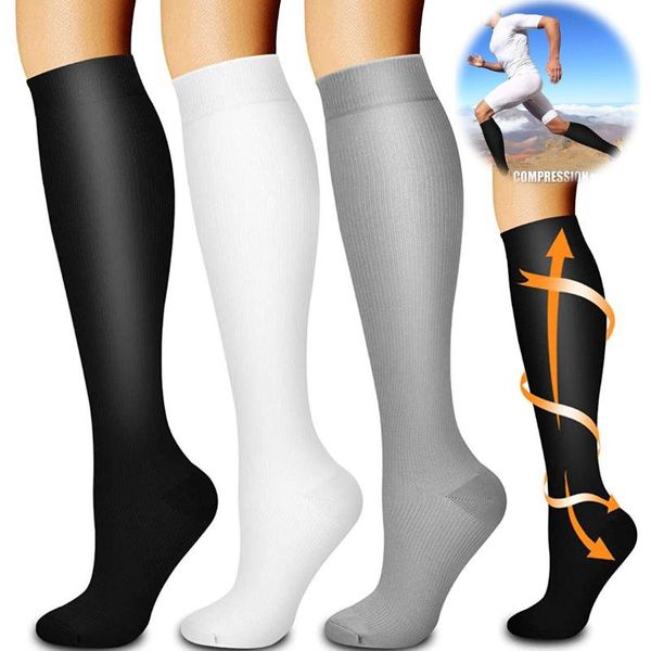 

men's socks 1 pair stretch compression men women running athletic leg support pregnancy travel breathable sports, Black