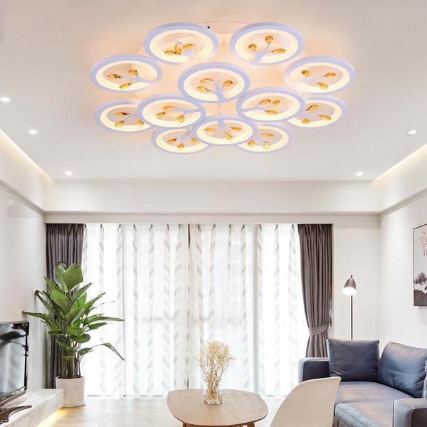 

ceiling lights living room lamp household led crystal round bedroom dining lamps ultra-thin lighting
