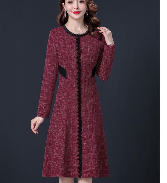 

2021 spring and autumn fashion long sleeve women's dress @185, Black;gray