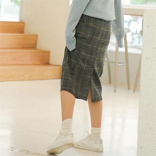 

skirts casual check split skirt, Black
