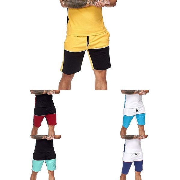Erkekler Ter Suit Set Yaz Giyim Erkekler 2 Parça Set Kısa Kollu Gömlek Ve Şort Erkek Setleri Spor Giyim Giyim Giyim Giyim Eşofman X0610