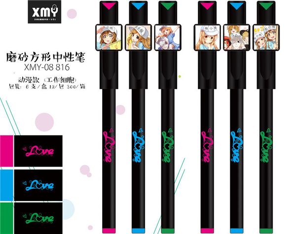 

pens animation matte square gel pen working cell gel 6 pcs / box