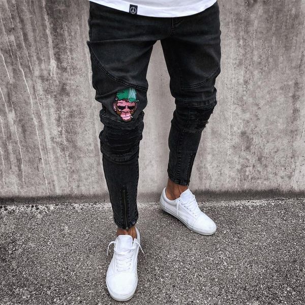 

fashion jeans 2021 black men's zipper, Blue