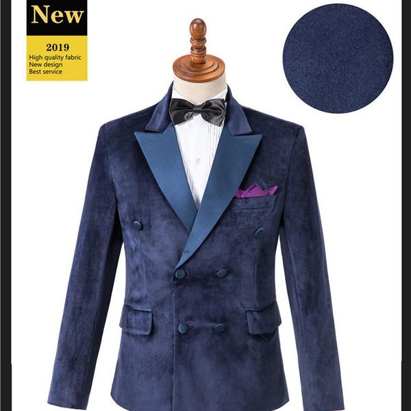 

thorndike latest design navy blue velvet jacket style men wedding suit double-breasted blazer wondeful men's suits & blazers, White;black