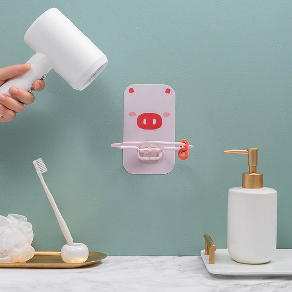

bath accessory set 2021 simple bathroom wall-mounted no trace punch-cute hair dryer hanger household small things sorting rack