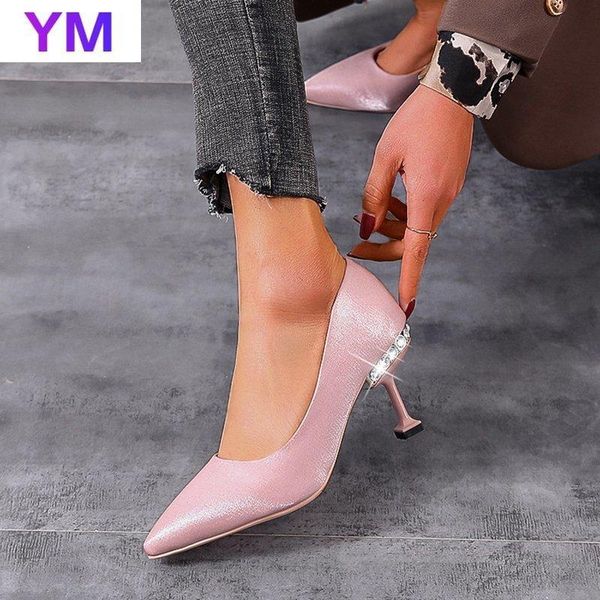 

dress shoes women's color pointed high heeled 2021 fine slip on shallow zapatos de mujer plataforma szpilki damskie, Black