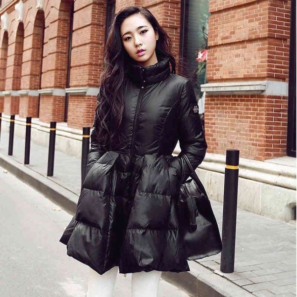 

women's jackets [ewq] winter quilted shell down jacket yellow big swing coat cotton-padded solid thick warm parkas female now coats izv, Black;brown