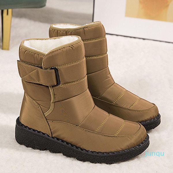 

boots women classic snow sewing waterproof non-slip medium outdoor walking working footwear winter plus size 36-43, Black