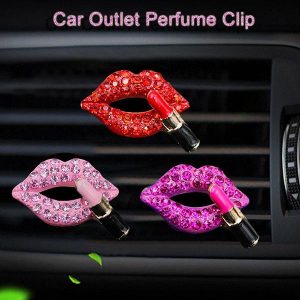 

air outlet perfume clip studded red mouth car cute solid decorations for girls ornament interior