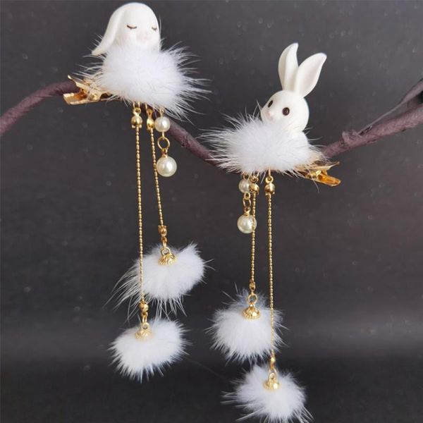

hair accessories 2021 cute fur ballrabbit clips super fairy tassel antiquity hanfu headwear hairpin