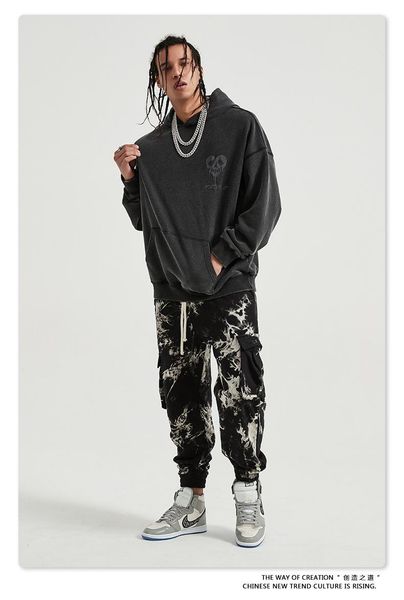 

men's hoodies & sweatshirts 2021 autumn and winter do old skull heart laser print coat european high street logo hooded hoodie male, Black