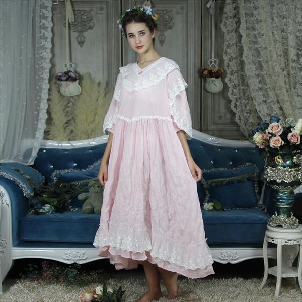 

long nightgown vintage nightdress pink womens sleepwears dress homewear plus size nightgowns ladies princess, Black;red