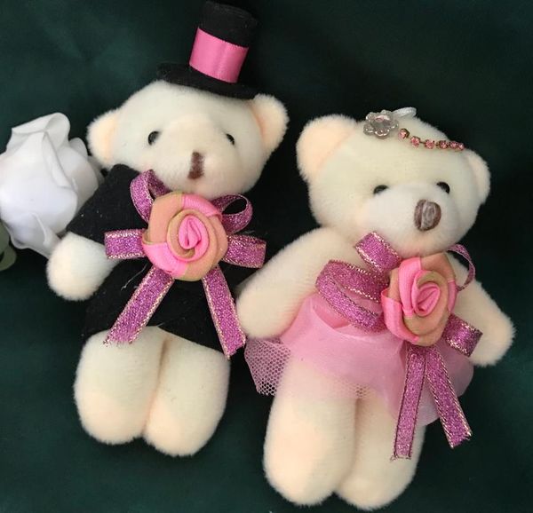 

party favor lovely bear doll,bear couple doll,special gift for guest,pink color full dress favor,wedding decorative favors