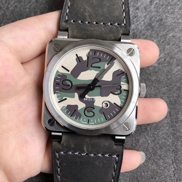 42mm Erkekler İzle Miyota 9015 Otomatik Mekanik Safir Kristal Su Geçirmez Erkek Kol BR03-92 BR03 92 Siyah Camo Squre Saatler Doğum Günü Hediyesi Boy