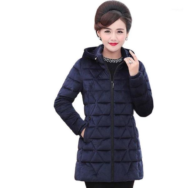 

women's down & parkas velvet parka women coats 2021 winter fashion warm hooded slim jacket plus size 6xl parker jackets thicken cotton, Black