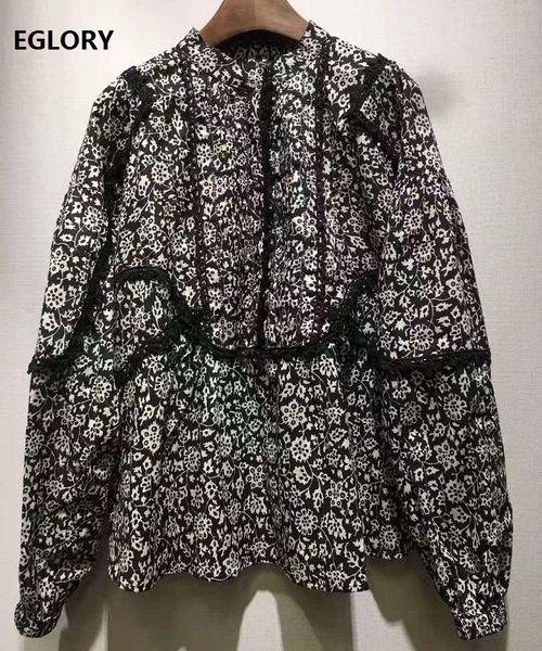 

blouses 2021 spring summer shirts women vintage floral print lace patchwork long sleeve casual loose shirt women's &, White