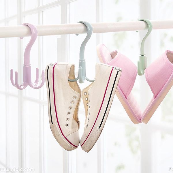 

hangers & racks 5 pce indoor swivel hook multifunctional wardrobe bag plastic four-claw coat for tie scarf silk shoes 15.5*9.5cm