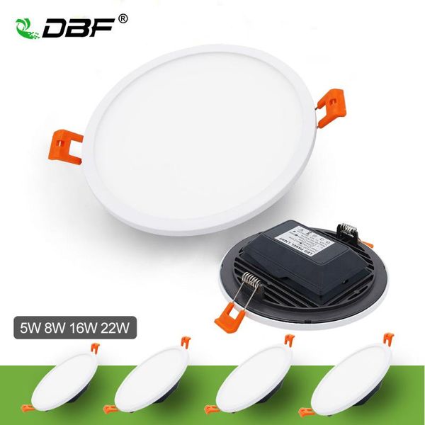 

downlights [dbf]upgrade round panel light 5w 8w 16w 22w 4014 smd ultra thin ceiling recessed downlight with ac85-265v build-in led driver