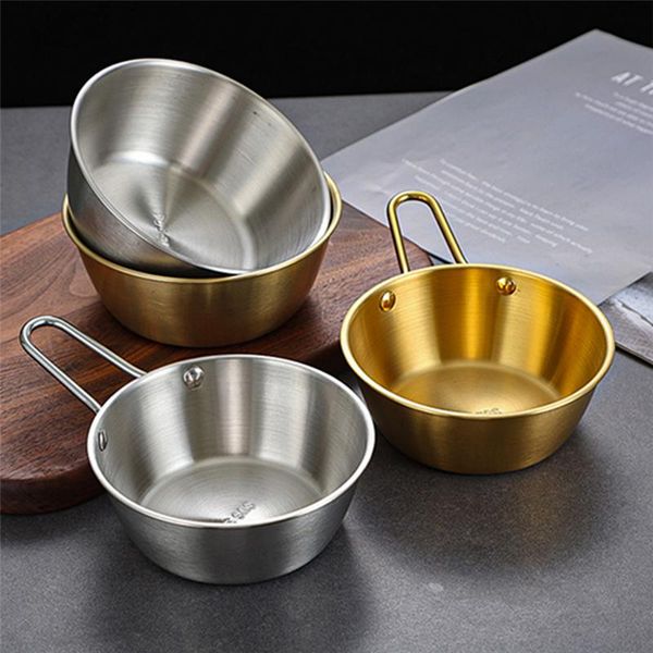

bowls korean stainless steel round rice wine bowl with handle household sauce cups tableware dinnerware kitchen utensils