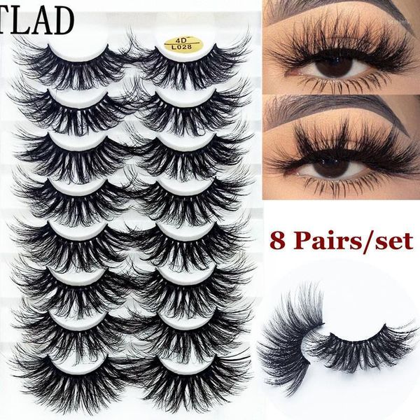 

7/8 pairs 3d mink hair false eyelashes 25mm lashes thick long wispy fluffy handmade cruelty-eyelash makeup tools1