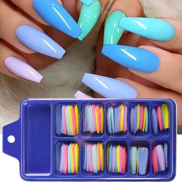 

100pcs false nails extension forms french acrylic nail tips press on gel polish artificial sets kits tool sa1895, Red;gold
