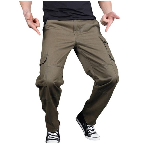 

men's pants klv mens fashion style casual outdoors sport solid color work trousers multi-pocket long, Black