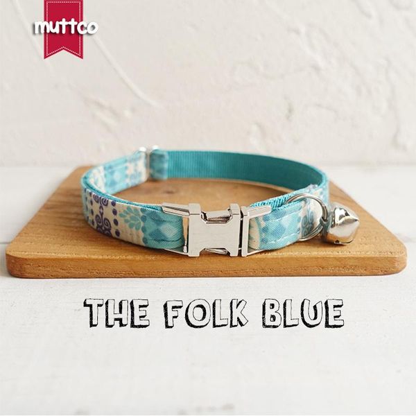 

cat collars & leads 10pcs/lot muttco retailing handmade collar fashionable sapphire the folk blue ucc023
