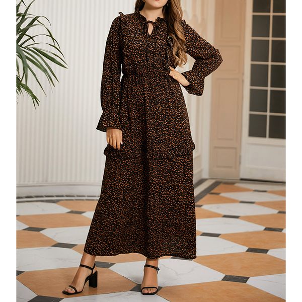 

cross-border foreign trade leopard print shirt womens large size spring and autumn younger fat sister slimming elegant french style retro be, White;black