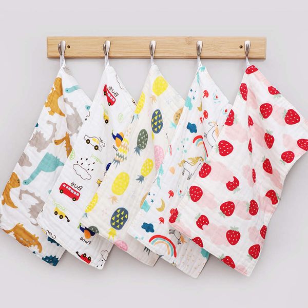 

cotton six layer gauze children's towel baby high density handkerchief face wash, White