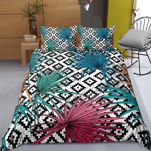 

geometric leaves nordic bedding set single double king  duvet cover and pillowcase 2/3pcs bedclothes sets